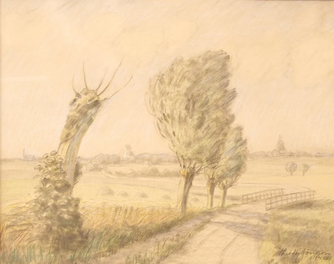 THEODOR JÖNSSON. BLANDTEKNIK PÅ PANNÅ. — Paintings — Björnssons Auktionskammare