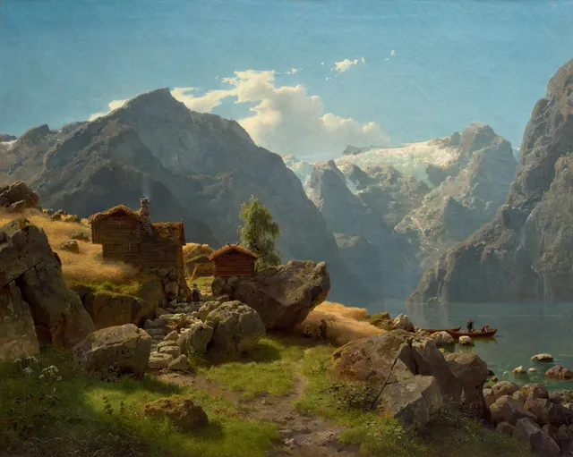 Gude, Hans Fredrik — Fjordlandskap fra Balestrand, 1848