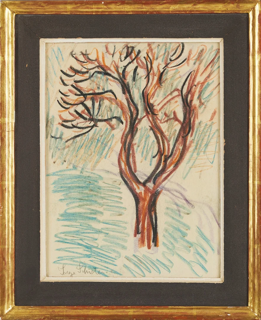 INGE SCHIÖLER. Träd, pastell/ vaxkrita på papper, signerad Inge Schiöler. — Drawings — Stockholms Auktionsverk Magasin 5