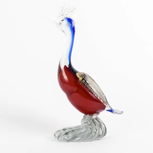 GLASSKULPTUR Fågel, Murano Italien.
