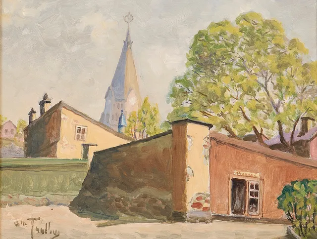 OLLE TANDBERG. Oljemålning, signerad, Stockholmsmotiv.
