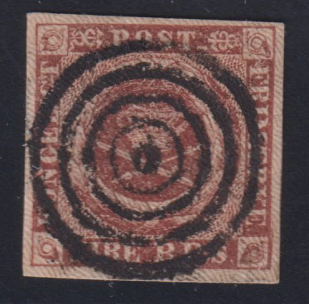 DANMARK. AFA 1. Ferslew, 4 RBS, pl. II, pos. 36. PRAGT-eksemplar. stemplet. ATtest CAM. — Hobby and collectibles/Stamps — Lauritz