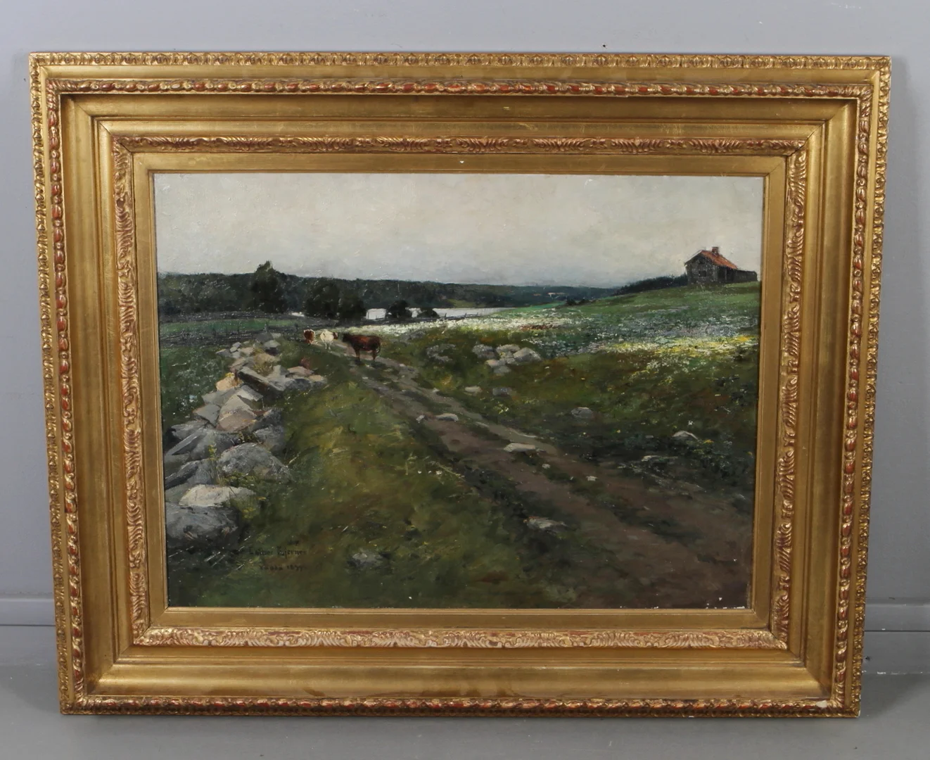 ESTHER KJERNER. Sommar på Väddö, olja på duk, signerad och daterad 1899. — Paintings — Auktionshuset Kolonn