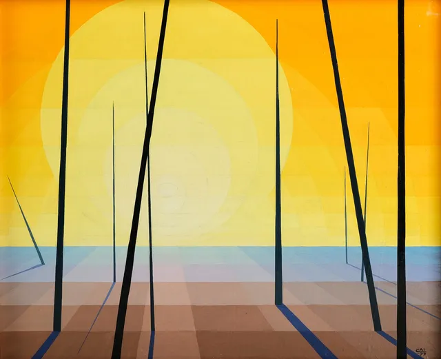 CAI POULSEN. Tempera på pannå, signerad, 1977.