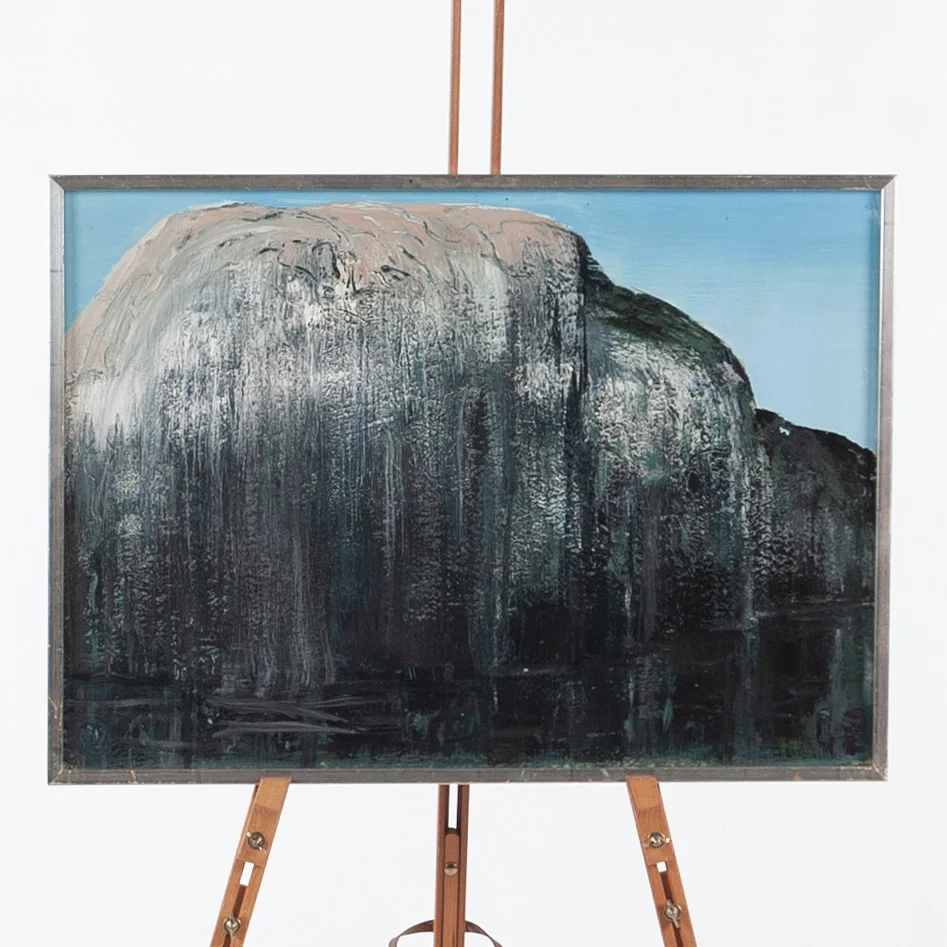 OIDENTIFIERAD KONSTNÄR. Olja på pannå, Abstrakt motiv, Monogramsignerad. — Paintings — Laholms Auktionskammare