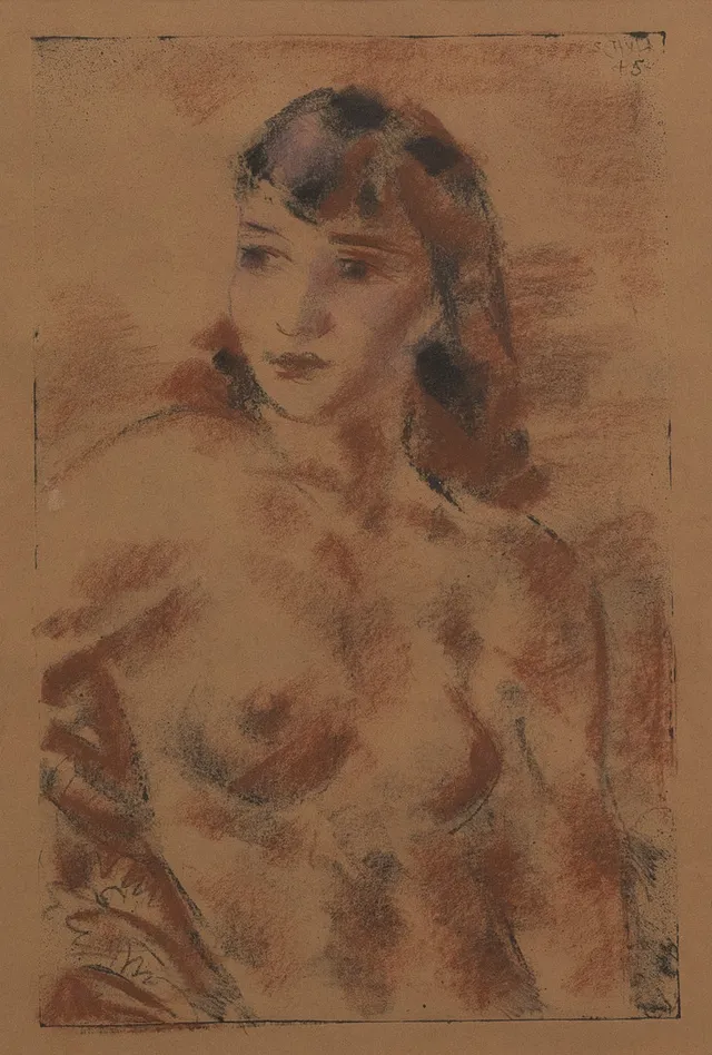 JULES SCHYL. Modell, blandteknik, signerad och daterad -45.