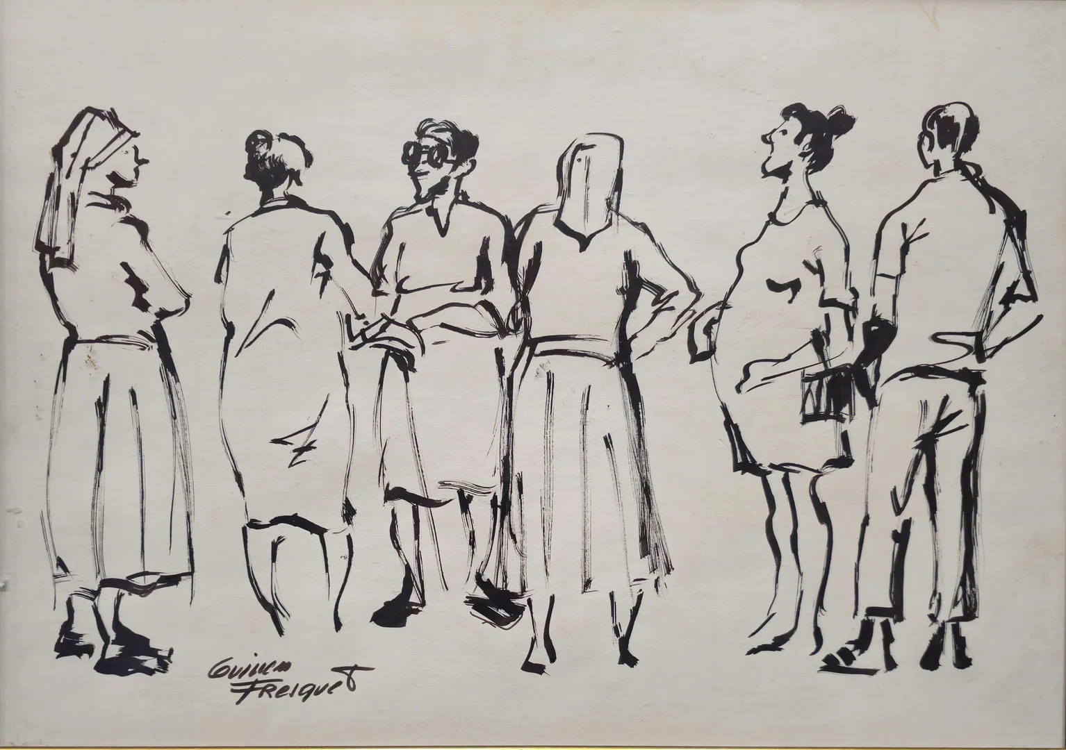 GUILLEM FRESQUET BARDINA. PERSONAJES. TINTA SOBRE PAPEL. — Drawings — Barcelona Auctions