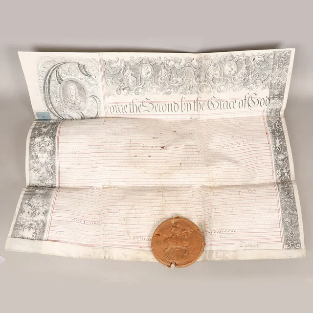 A GEORGIAN MANUSCRIPT INDENTURE WITH GREAT WAX SEAL OF ENGLAND.