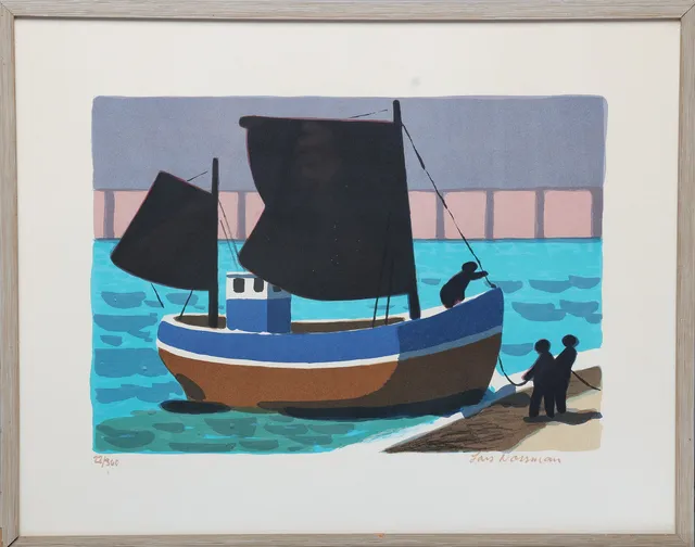LARS NORRMAN. Färglitografi, båtmotiv, signerad och numrerad 22/360.