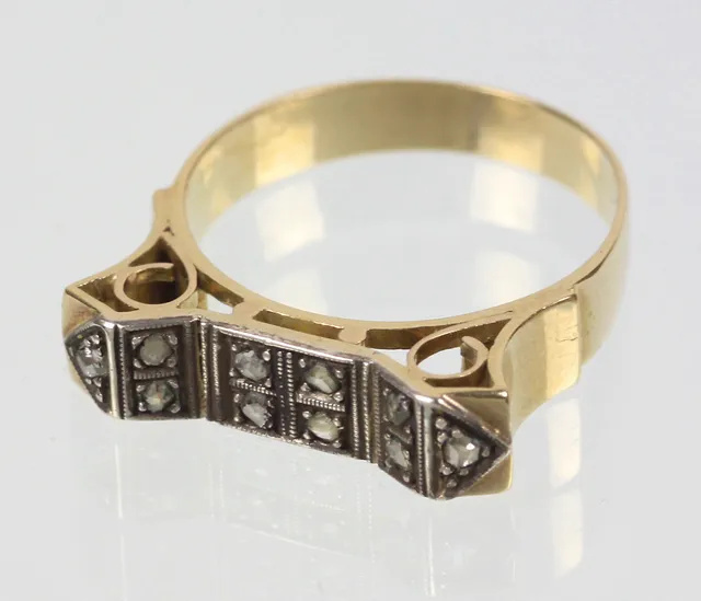 ART DECO RING, MIT DIAMANTEN, GOLD 585.