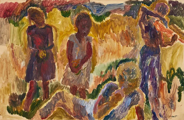 SIRI DERKERT (1888-1973). Barn i landskap.