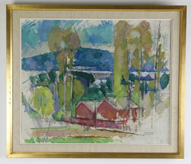STURE EKENGREN. olja på duk, Järvsö, signerad och daterad 1961.