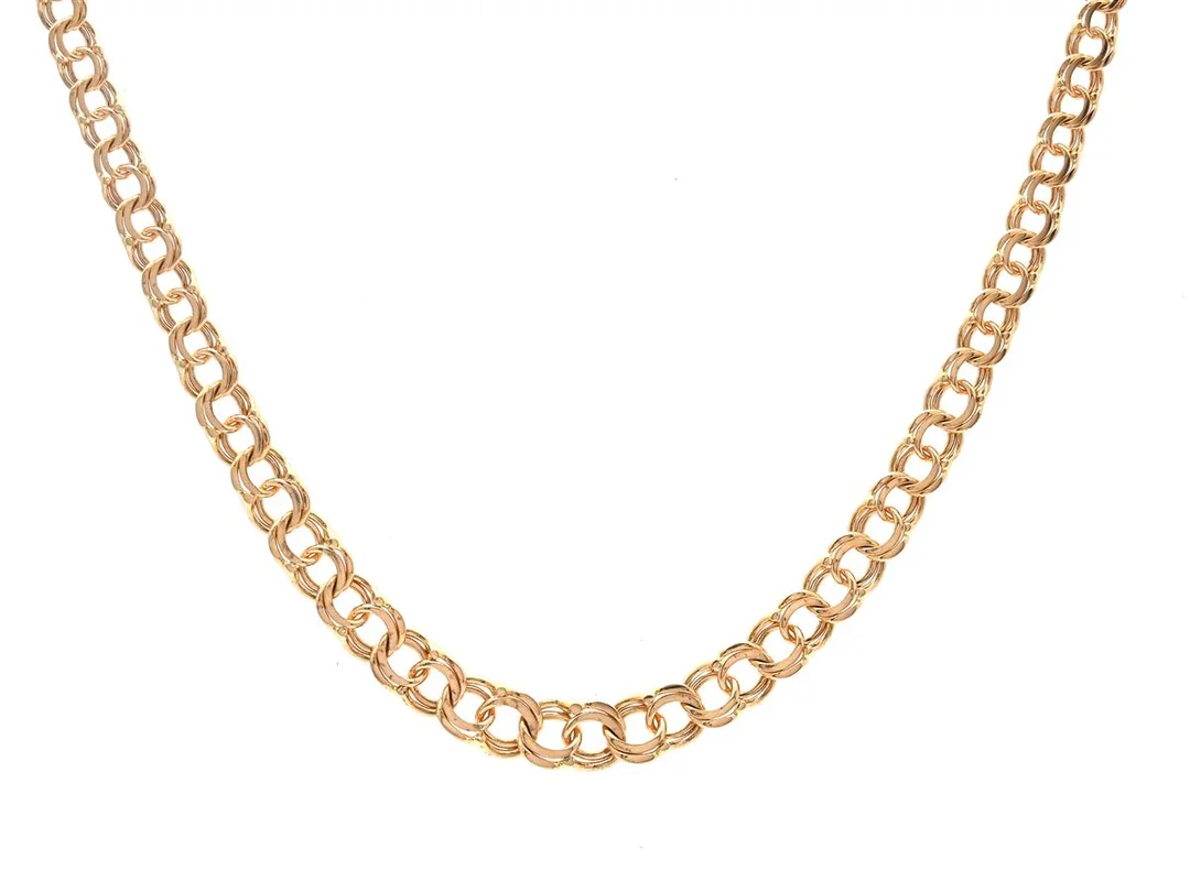 COLLIER, 18K guld, bismarcklänk, längd 42 cm, vikt 12,9 g. — Smycken/Collier — Kaplans