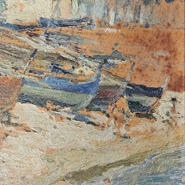 SEGUNDO MATILLA. Cadaqués, óleo sobre táblex.