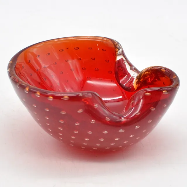 BAROVIER & TOSO. MURANO DESIGNERSCHALE, STUDIOGLAS, SOMMERSO, BULLICANTE, ITALIEN, UM 1950.