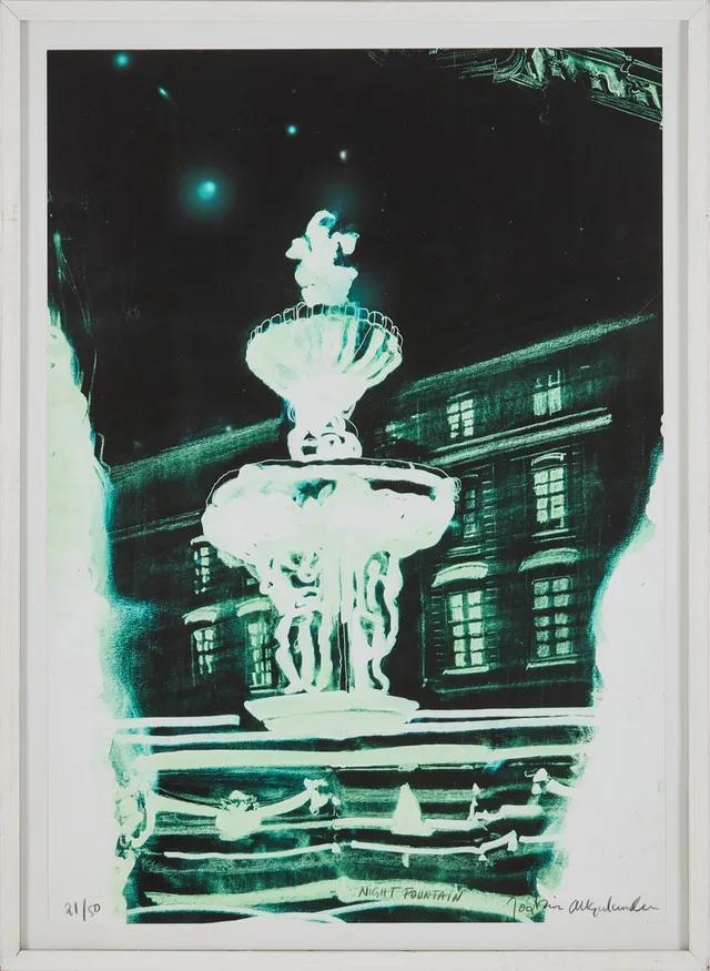 JOAKIM ALLGULANDER (FÖDD 1965). "Night Fountain"", färglitografi.