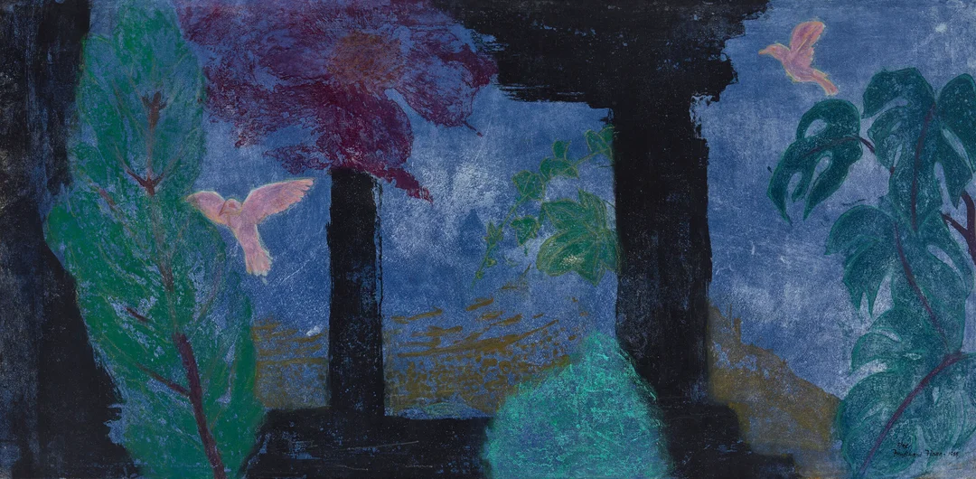 Finne, Ferdinand — "Terrasse ved Middelhavet, Aften" 1989 — Kunst/Grafikk — Blomqvist