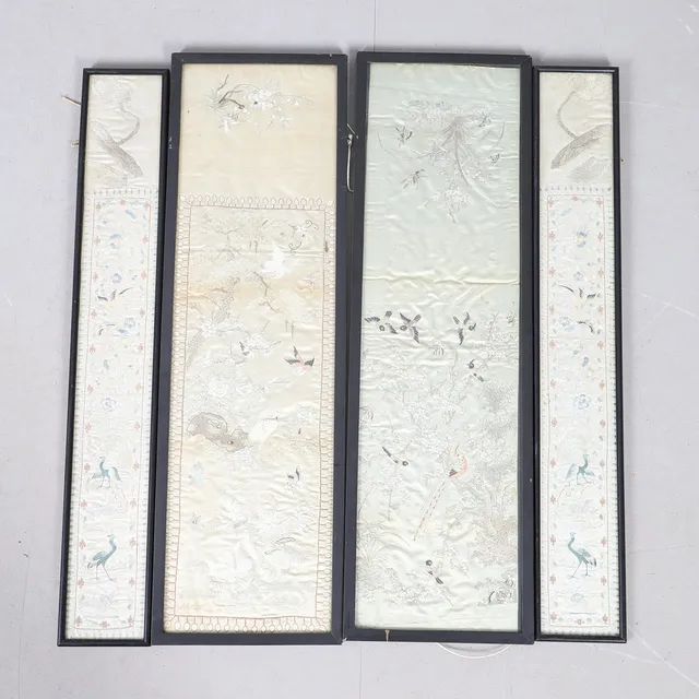CHINESE SILK EMBROIDERED PANELS.
