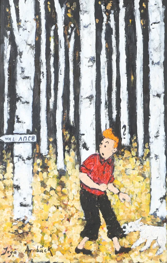 INGA ARNBÄCK. Tintin, olja på duk, signerad.