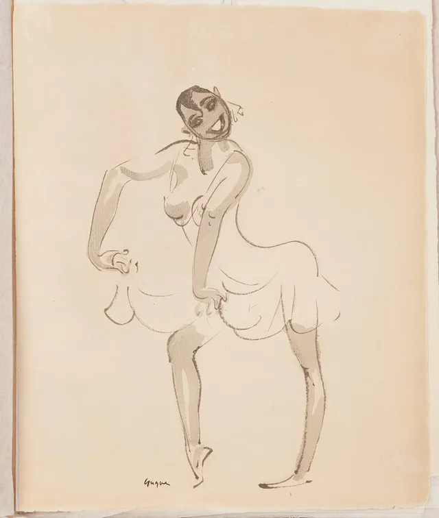 YNGVE BERG (1887-1963):. tuschlaveringar, 4 st., 1920-tal, föreställande Josefin Baker. signerade Yngve.