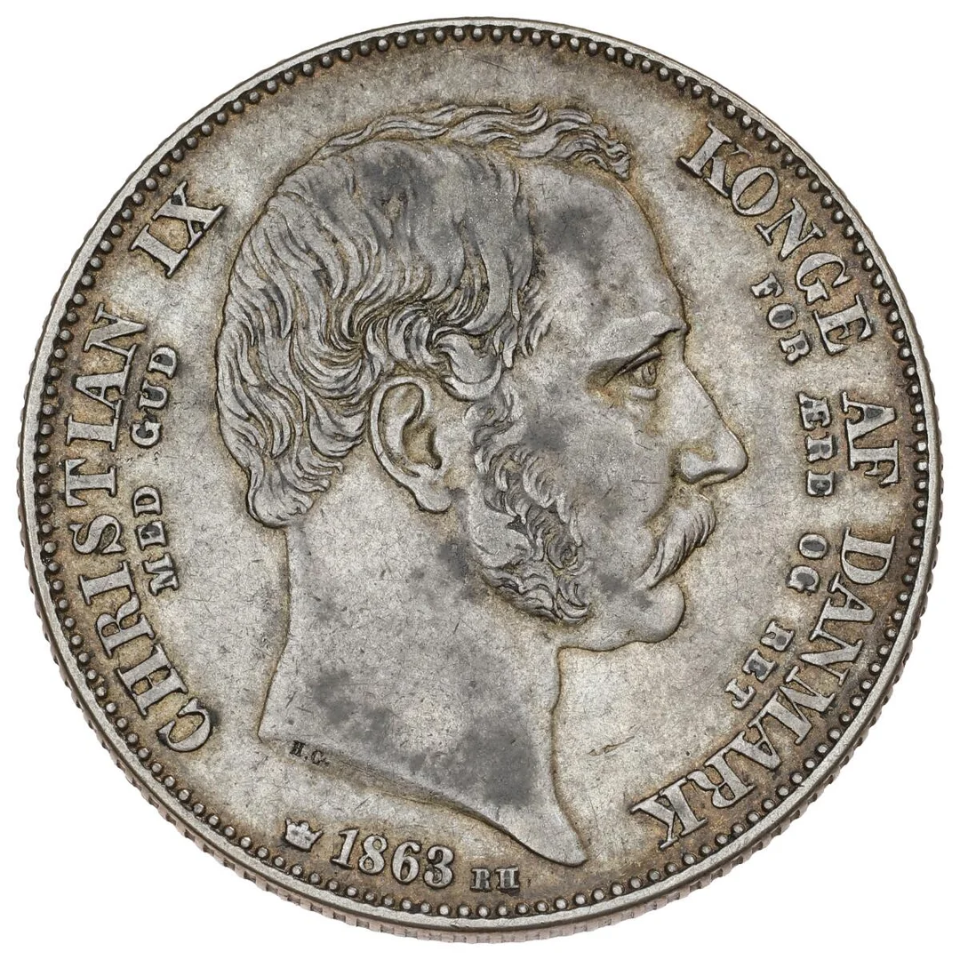 Christian IX, 2 rigsdaler 1863 RH, “Accession”, H 3 — Coins, Medals & Banknotes/Denmark/Christian IX, 1863–1906 — Bruun Rasmussen