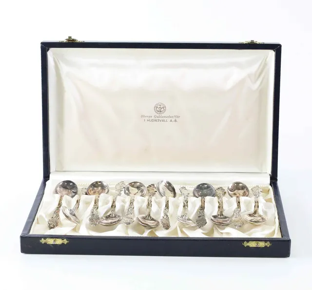 KAFFESKEDAR, 12 st, silver, Matsilver AB.