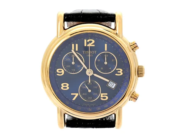 TISSOT, T-Gold, Carson, "Tachymeter", Ref nr. T71.3.442.42, Boett nr. G686330, kronograf, herrur, 39,7 mm, 18K guld, quartz, safirglas, datum, läderband, ca 2005.