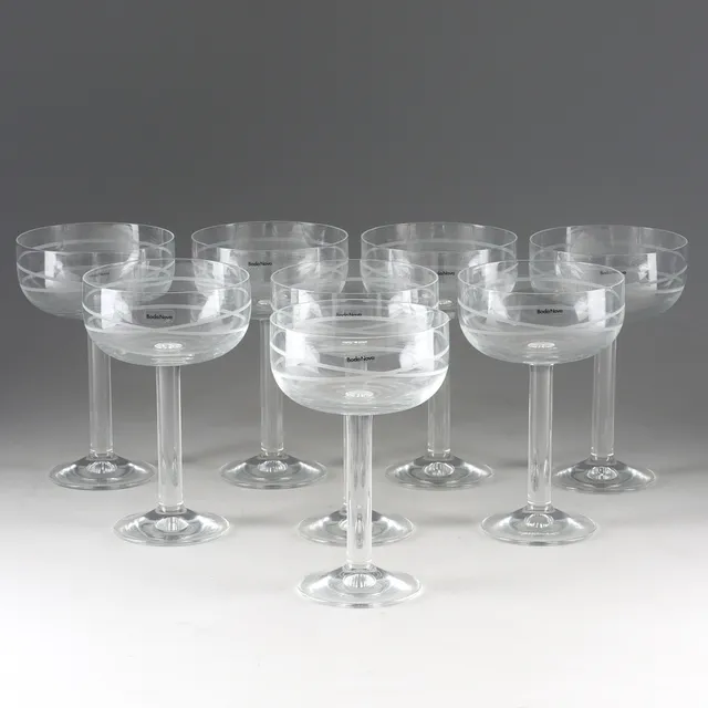 LISELOTTE HENRIKSEN. Champagnekupor, 8 st, glas, "Serpentine", Boda Nova.