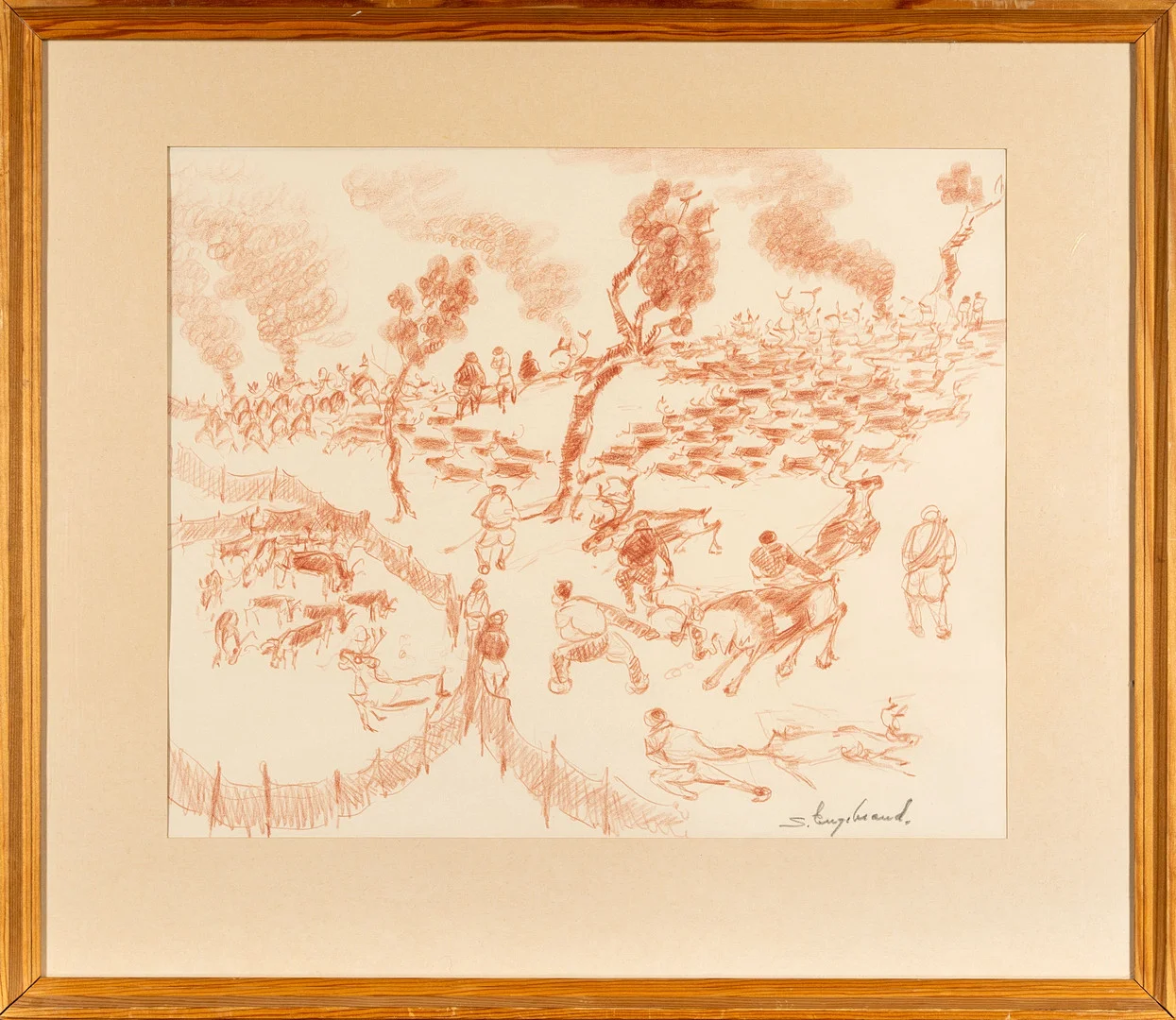 STAFFAN ENGEBRAND. Krita på papper, Signerad 1900-tal. — Paintings — Norrlands Auktionsverk