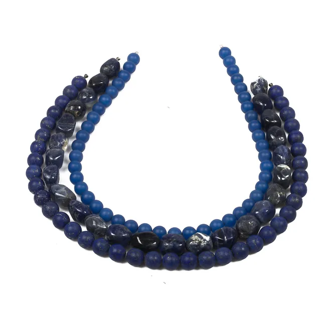 OLE LYNGGAARD. Collieer, 3 stycken, bl. a. lapis lazuli.