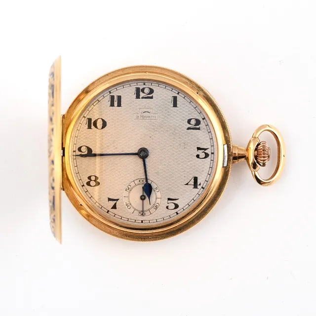 AN 18CT GOLD FULL HUNTING CASED POCKET WATCH BY LA ROCHETTE.