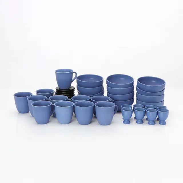 HÖGANÄS KERAMIK, FRUKOSTSERVIS, 77 DELAR. Glaserat stengods, 1900-talets senare del.