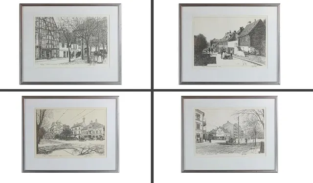 ROLF HALLENGREN. Litografi, 4 st. Helsingborgsmotiv, signerade.