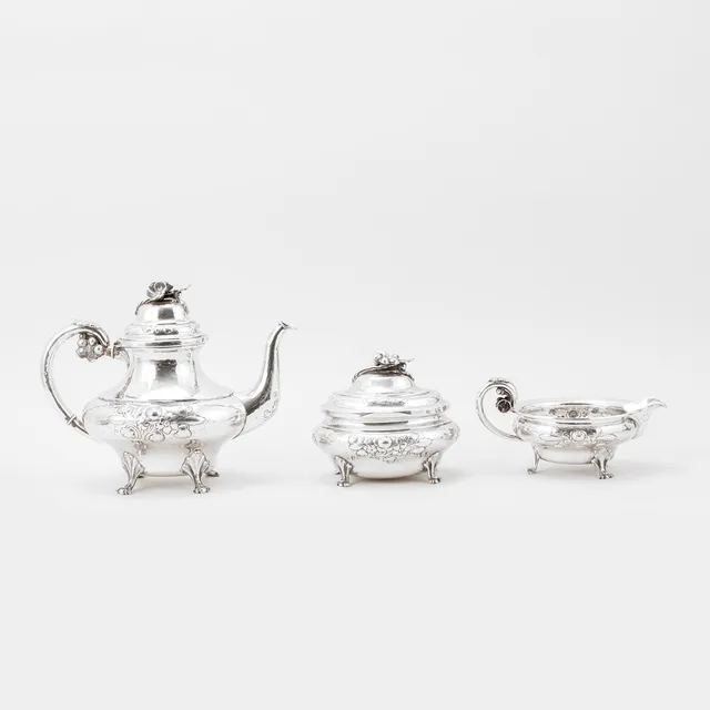 TESERVIS, 3 delar, silver, Köpenhamn, 1935.