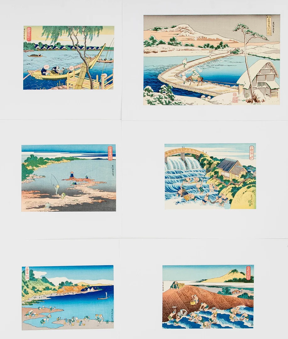 KATSUSHIKA HOKUSAI. 6 Blatt aus verschiedenen Serien, Shōwa-Zeit (6). — Scrolls — Stockholms Auktionsverk Hamburg