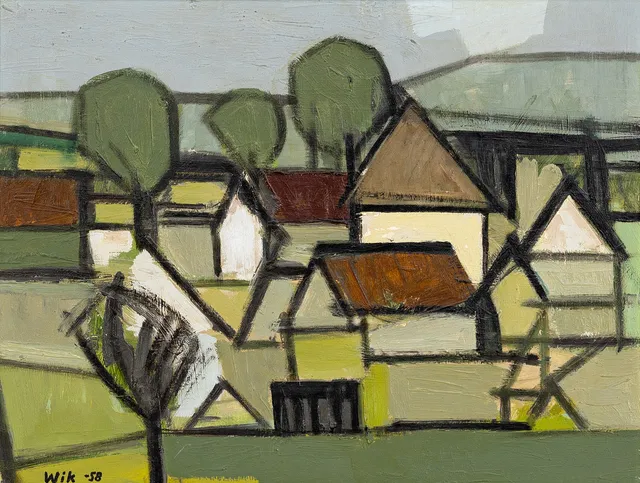 WILHELM WIK. Hus, olja på pannå, signerad, Wik,-58.