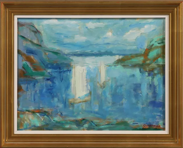 ELVINE OSTERMAN. Segelbåtar, olja på duk, signerad.