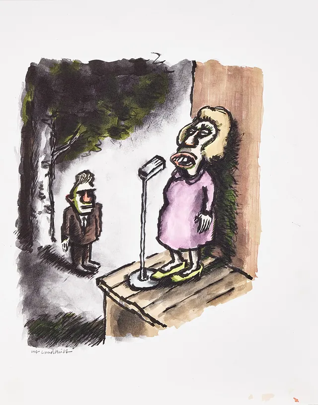 ULF LUNDKVIST. (Född 1952) "Arne i parken", 2023, signerad, tusch och bläck.