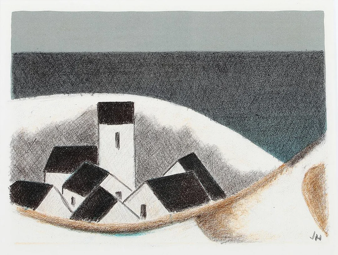 Two compositions. Both signed in print JH. Lithograph in colours. Visible size 27×35 cm. (2) — Modern Prints/Modern art — Bruun Rasmussen