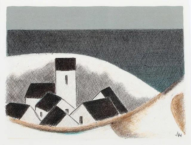 Two compositions. Both signed in print JH. Lithograph in colours. Visible size 27×35 cm. (2)
