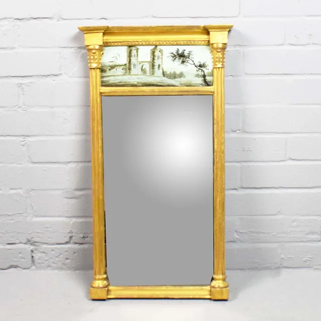 A 19TH CENTURY GILTWOOD PIER MIRROR.