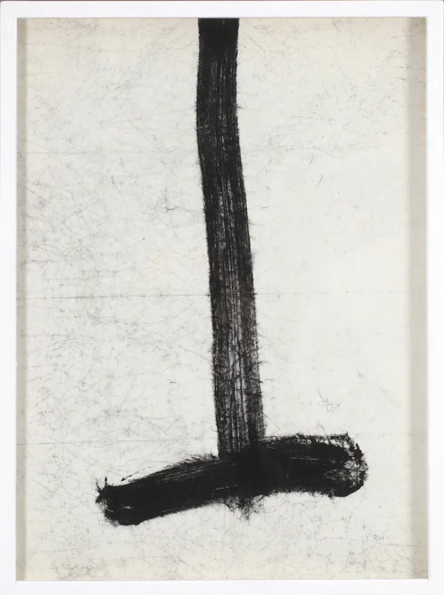 RUNE HAGBERG. Tecken, tempera på papper uppklistrad på pannå, monogramsignerad.
