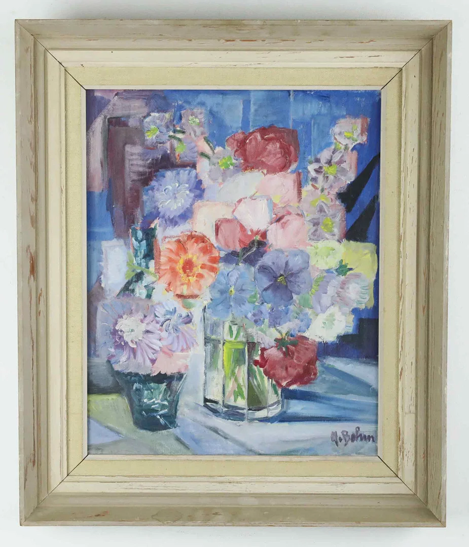 MARTHE BOHM. Olja på duk, Blommor i vas, signerad. — Paintings — Hälsinglands Auktionsverk