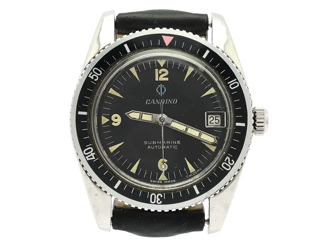 CANDINO, Submarine (T<25mc), Cal ETA 2452, Boett nr. 10200/1, herrur, 36 mm, stål, automatisk, plexiglas, datum, läderband, ca 1965.