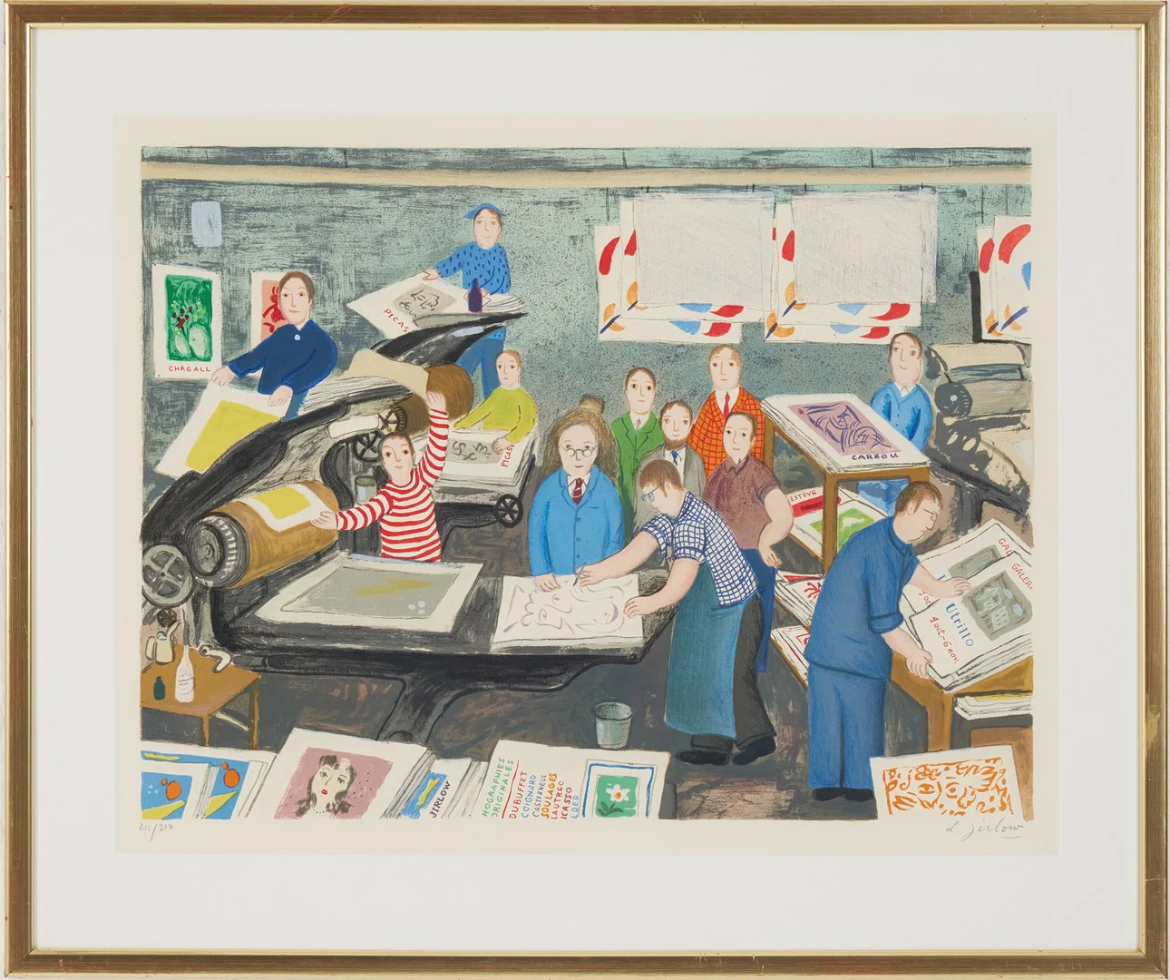LENNART JIRLOW. "I tryckeriet", färglitografi, signerad och numrerad 211/310. — Engravings & Prints — Stockholms Auktionsverk Magasin 5