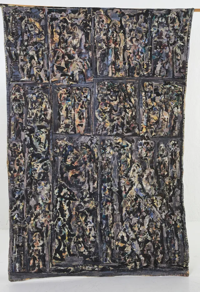 VALTER GIBSON (1928-2002). Komposition, geometri, osignerad blandteknik med akryl på duk.