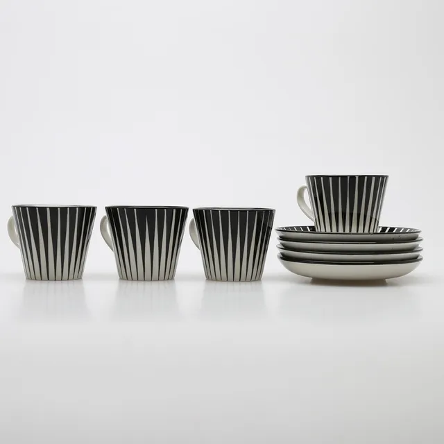 EUGEN TROST. "ZEBRA" KAFFEKOPPAR MED FAT, 4 ST, GEFLE.