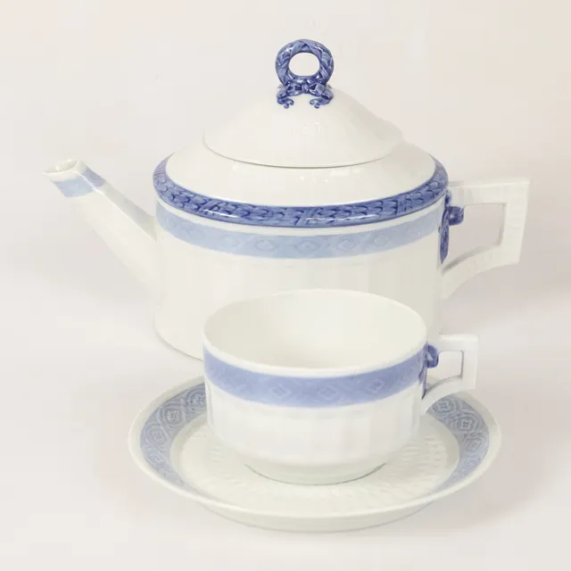 ARNOLD KROGH. Teservis, 20 delar, "Vifte", Royal Copenhagen, Danmark.