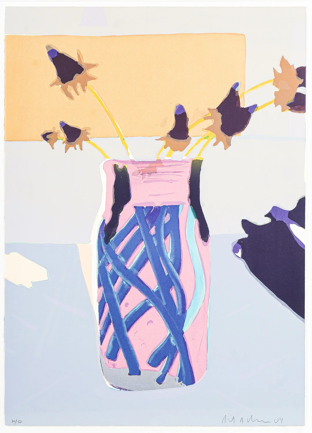 Erik A. Frandsen (1957-): Flower arrangement. Lithograph in colors. 2004 — Paintings and sculptures/Prints and photography — Lauritz