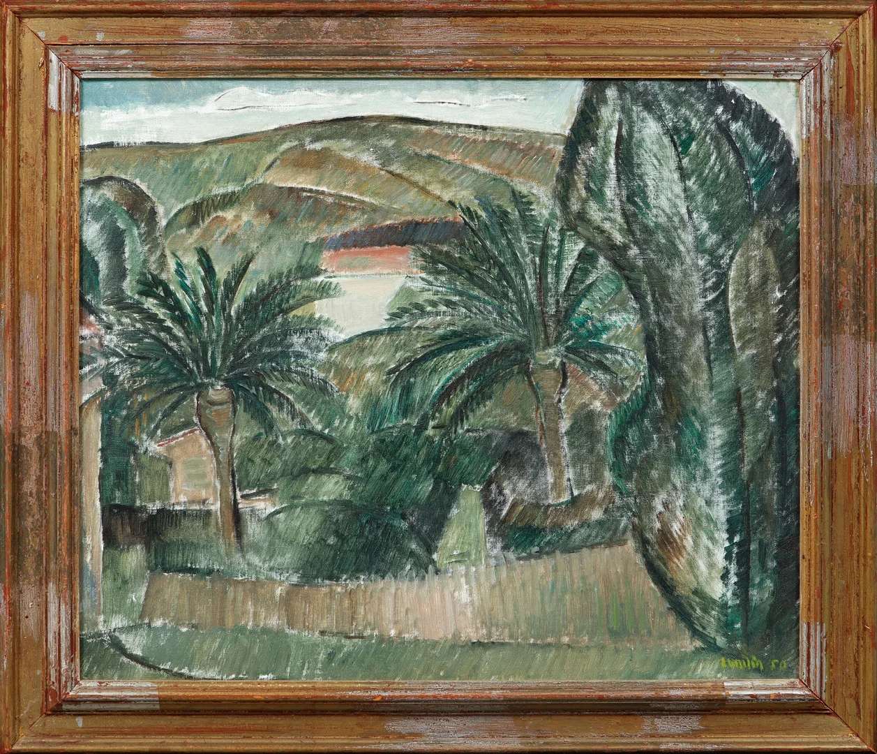 ALVAR LUNDIN. Landskap med palmer, olja på duk, signerad och daterad -50. — Paintings — Göteborgs Auktionsverk